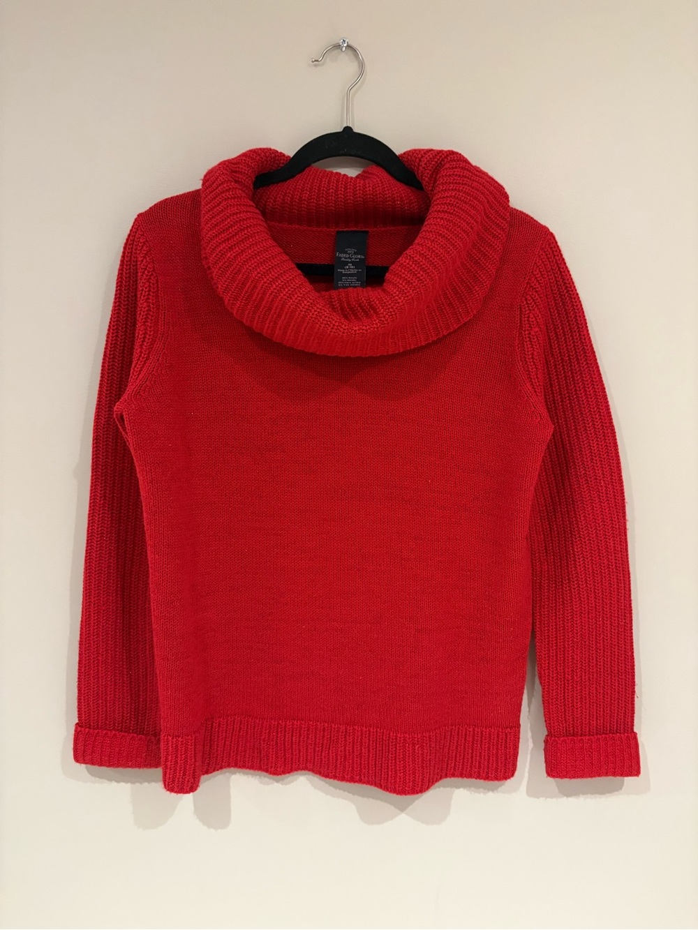 Faded Glory Red Cowl Neck Sweater